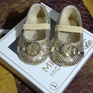 Gold MK Infant Shoe
